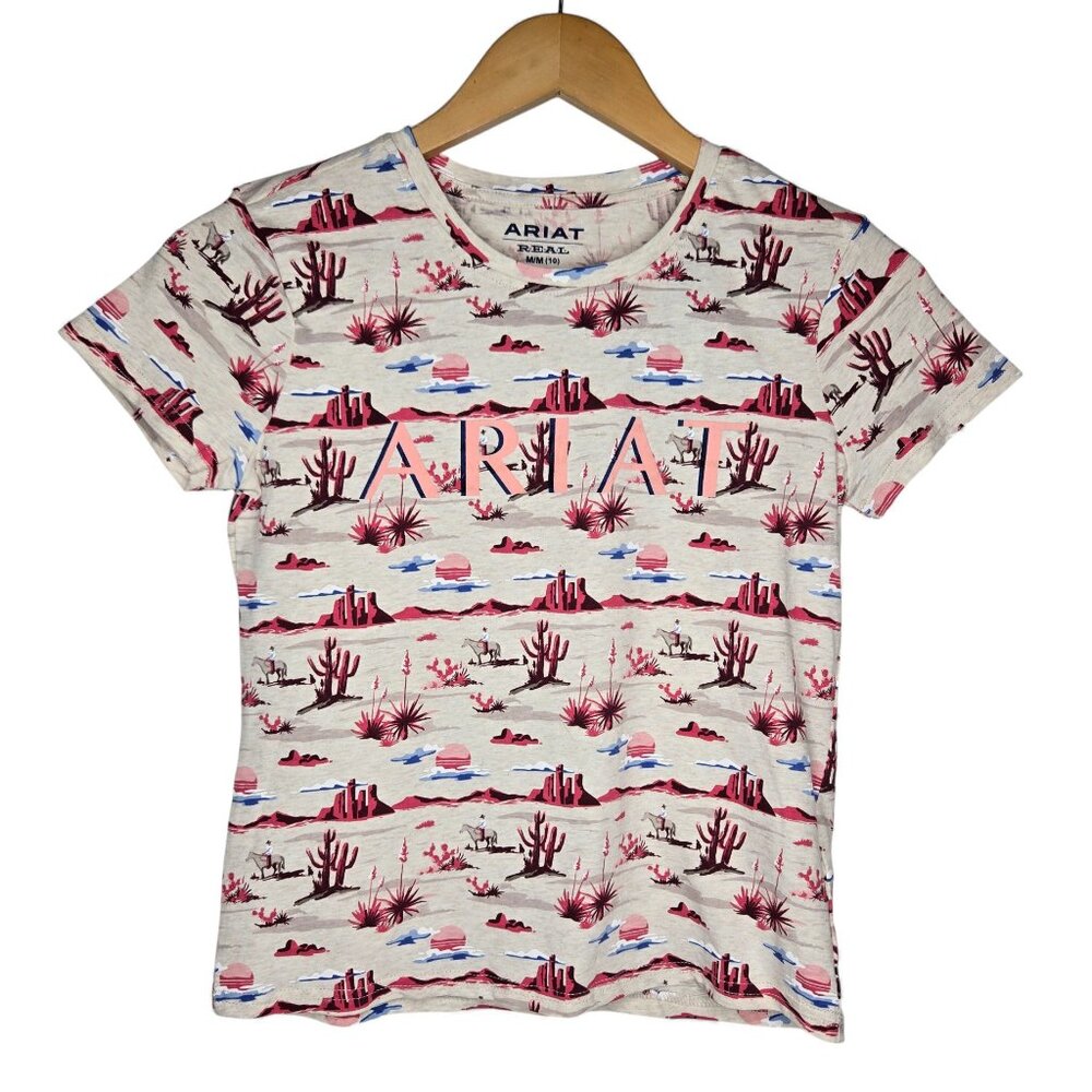 NWT Ariat Real Yuma Print Shirt Girls Southwestern Spell Out Size M